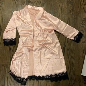 pink and black silk robe